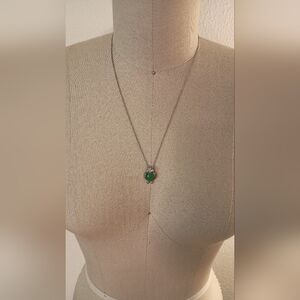 Jade Owl Sterling Silver Pendant Necklace